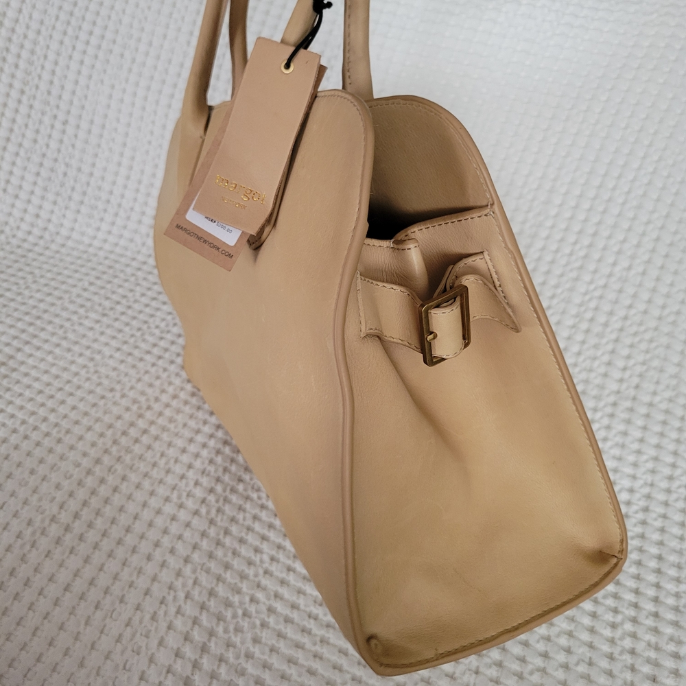 Margot New York Genuine Leather Bowling Bag in color Sand - Picture 3 of 8